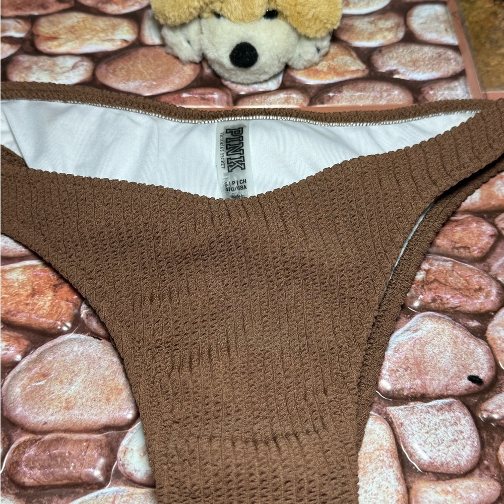 Victoria Secret  PINK brown cheeky bikini bottom New - Picture 2 of 6